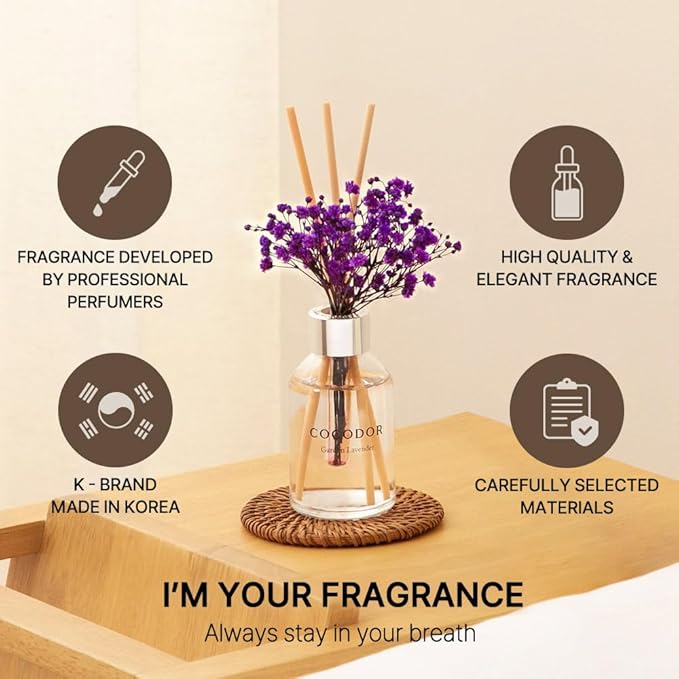 COCODOR Flower Reed Diffuser Set / 3.4oz / Flower Garden/Scent Diffuser with Sticks Home Fragrance Reed Diffuser for Bathroom Shelf Decor