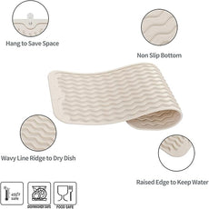 Silicone Dish Drying Mat for Multiple Usage,Easy clean,Eco-friendly,Heat-resistant Silicone Mat for Kitchen Counter,Sink,Bar,Bottle,or Cup Tapioca M 17 inches x 6 inches