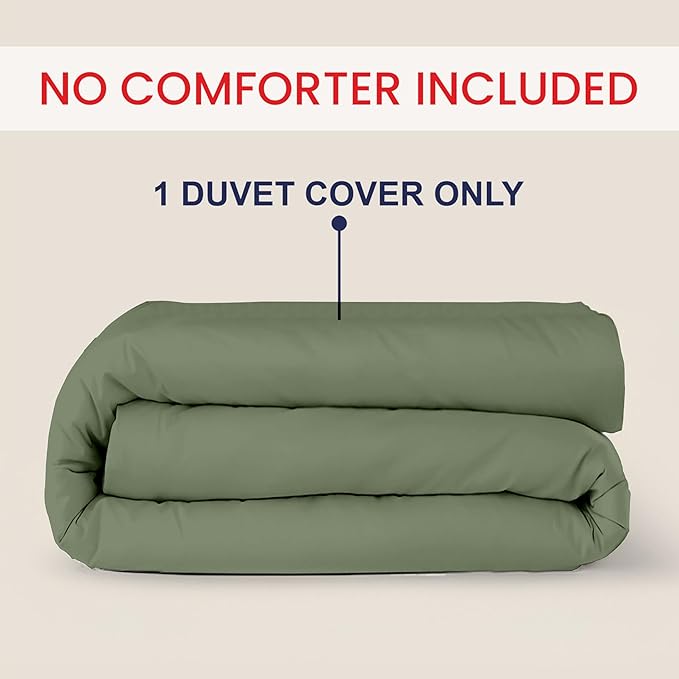 Kotton Culture 1 Pc 120"x120" Duvet Cover Super King Plus/Super Oversize King 100% Egyptian Cotton - 600 TC Comforter Cover, Zipper Closure & Corner Ties - Fits Only Extra Large Inserts - Sage Green