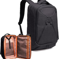 Knack Series 1 Laptop Backpack Fits up to 15 Inch - Knack Bags Carry-On Backpack, TSA Approved, Expandable Travel Backpacks With 3 Day Outfit Capacity (Stealth Black, Medium)