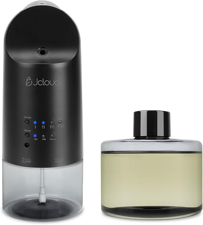 JCLOUD 2025 Plug in Diffuser | Cover Up to 500 Sq. Ft. for Home, Office, Spa – Portable Smart Wall Diffuser 160ML, Black with Royal Serenity Essential Oil Inspired by Luxury Hotel - 140mL