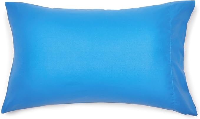 Amazon Basics 7 Piece Microfiber Kid's Bed-in-a-Bag Bedding Set, Full/Queen, Blue, Soft Solid