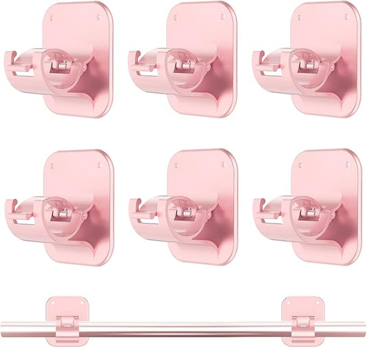 Adhesive Curtain Rods No Drilling Holder,No Drill Curtain Rod Brackets,Renter Friendly Curtain Hooks for Hanging Drapes,Over Blinds for Dorm Apartment Kitchen Bedroom Home