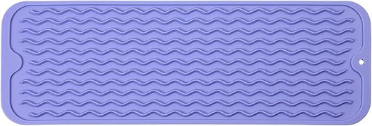 Silicone Dish Drying Mat for Multiple Usage,Easy clean,Eco-friendly,Heat-resistant Silicone Mat for Kitchen Counter,Sink,Bar,Bottle,or Cup Light Purple M 17 inches x 6 inches