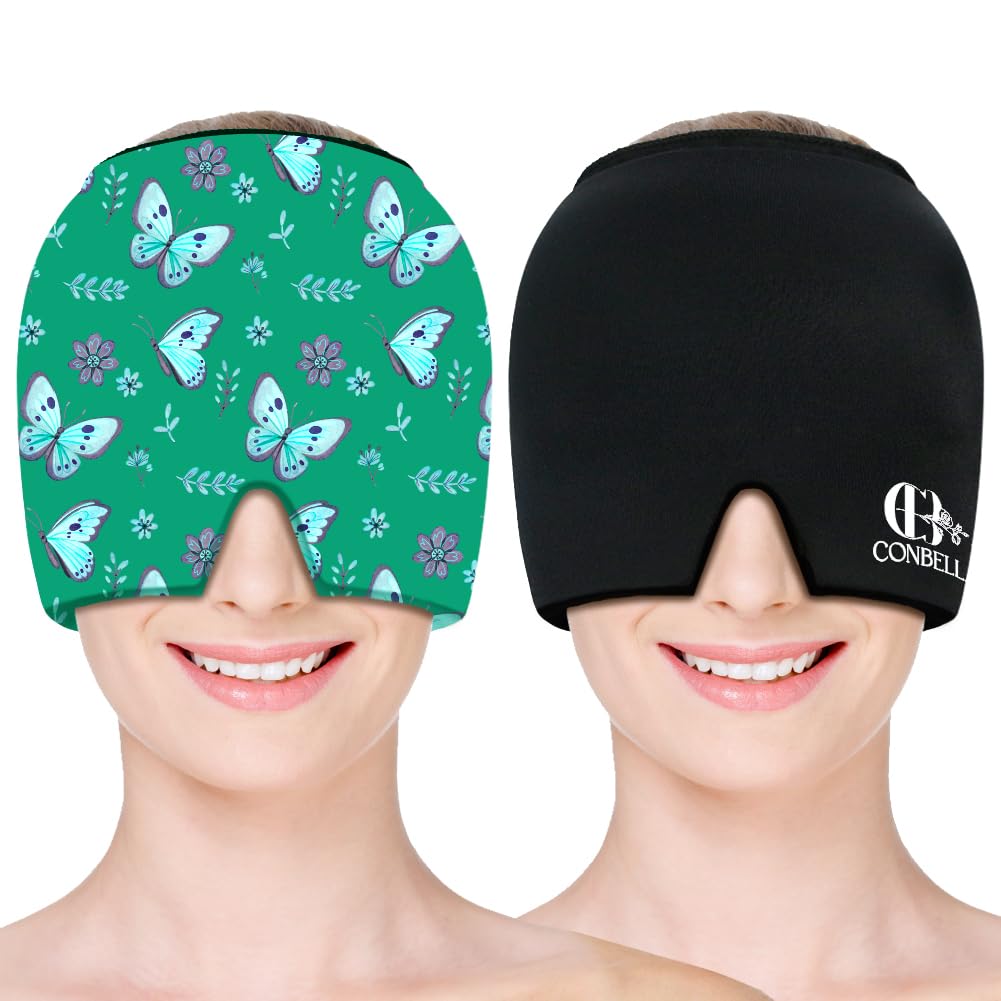 Migraine Relief Cap, Soothing Headache Ice Face Mask Products, Hot and Cold Therapy, Migraine Headache Relief Cap for Migraine, Sinus, Puffy Eyes, Tension, Stress and Hangover(Pink)