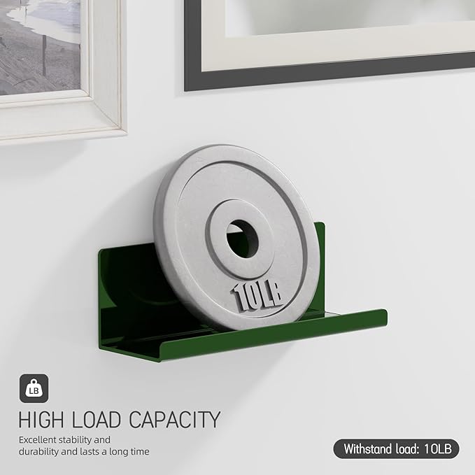Adhesive Floating Shelves for Wall No Drilling, 12 Inch Acrylic Self Adhesive Shelves, Stick on Shelves, Dorm Wall Shelf, for Bathroom, Kitchen, Bedroom, Office, Gaming Room, Green