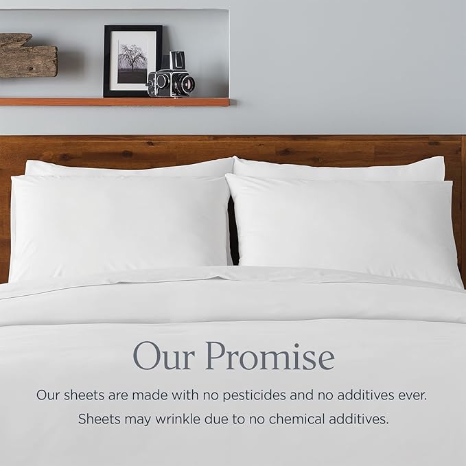 Ella Jayne Cotton Percale Sheets California King (4 Pieces) Permium 100% Cotton Percale TC300, Hotel Luxury Collection, Deep Pockets and Cooling California King Percale Sheets (White)