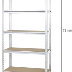 Amazon Basics Medium Duty Storage Shelving Double Post Press Board 5 Tier Shelf, Aluminum, 36 x 18 x 72