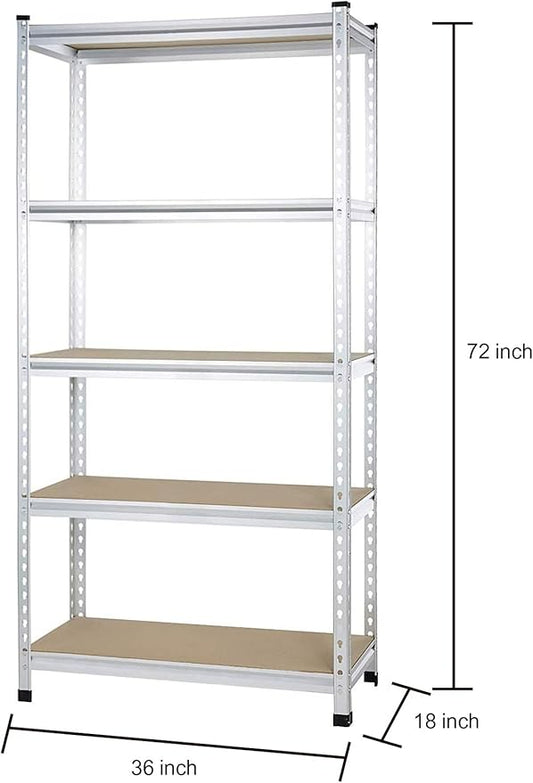 Amazon Basics Medium Duty Storage Shelving Double Post Press Board 5 Tier Shelf, Aluminum, 36 x 18 x 72