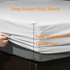 SONORO KATE Bed Sheet Set Super Soft Microfiber 1800 Thread Count Luxury Egyptian Sheets Fit 18-24 Inch Deep Pocket Mattress Wrinkle-6 Piece (White, King)