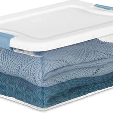 Sterilite 12-Pack Latching Box, Under Bed Storage Bins with Lids, Clear Plastic, 15 Quart - Heavy-Duty Organizing Containers for Closet, Bathroom, and Office