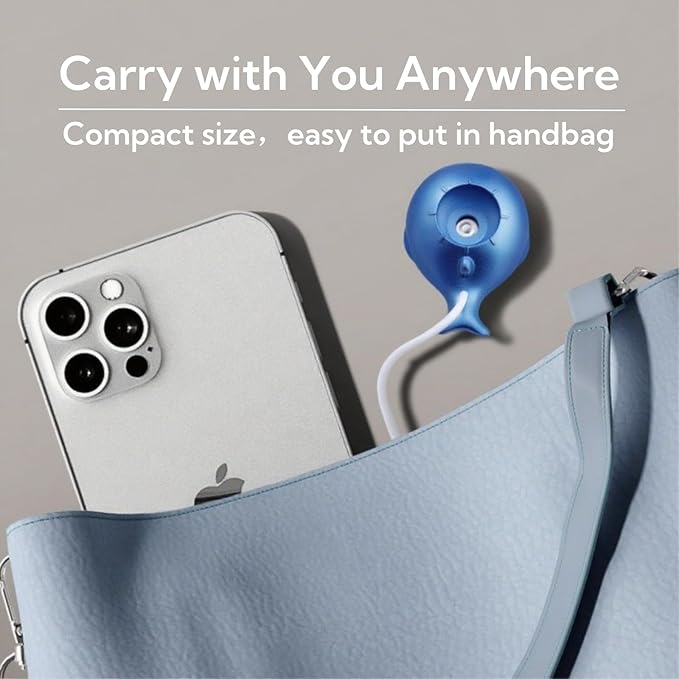 Portable Small Humidifier Dual Nozzle - Large Cool Mist Humidifiers Double Spray Ports, Water Shortage Protection, Ultra-Quiet, Mini Humidifier for Bedroom Plants Office Car Travel (Whale Tankless)