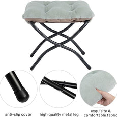 HollyHOME Lazy Chair with Foldable Ottoman, Accent Comfy Lounge Armchair and Folding Footrest Stool, Leisure Sofa Reading Chair and Footstool for Living Room, Bedroom, Dorm,Faux Fur Pea Green