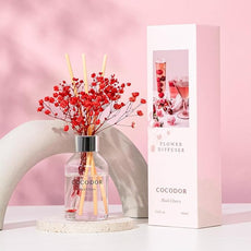 COCODOR Flower Reed Diffuser Set / 3.4oz / Black Cherry/Scent Diffuser with Sticks Home Fragrance Reed Diffuser for Bathroom Shelf Decor