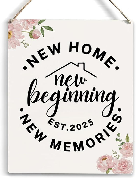 YCYD House Warming Gifts - Best Housewarming Gifts 2025, Home Sweet Home Sign, Funny New Home New Memories Ideas Home Decor Rustic Decor Wooden Box Sign for Living Room Bedroom, 10 x 8 Inch