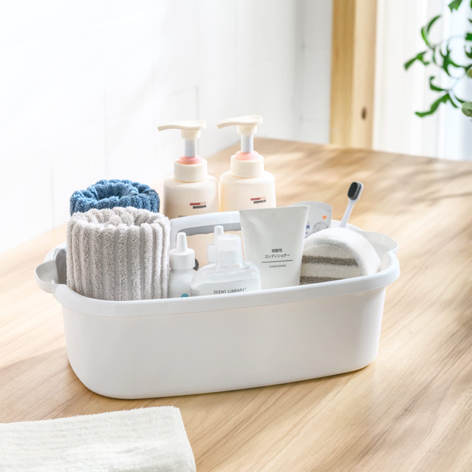 JiatuA Large Cleaning Supplies Caddy Portable Shower Basket Supply Organizer with Handle Plastic Bucket Tool Storage for Bathroom, Bedroom, Kitchen, College Dorm, Garden, Dark Gray Dormly