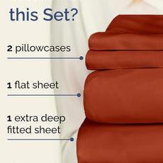 Extra Deep Pocket King Sheets - 4 Piece Breathable & Cooling Bed Sheets - Hotel Luxury Bed Sheet Set - Soft, Wrinkle Free & Comfy - Easily Fits Extra Deep Mattresses - Deep Pocket Terracotta Sheets