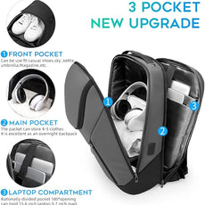 BANGE Business Smart Backpack Waterproof fit 15.6 Inch Laptop Backpack with USB Charging Port,Travel Durable Backpack