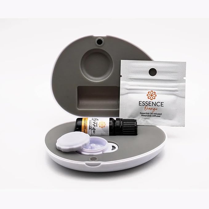 Essence Pearl Travel Case - Wearable Aromatherapy Kit with Nasal Diffuser Rings, Soaking Bay, and 5mL Essential Oil – Portable Wellness Gift Set for On-The-Go Self Care