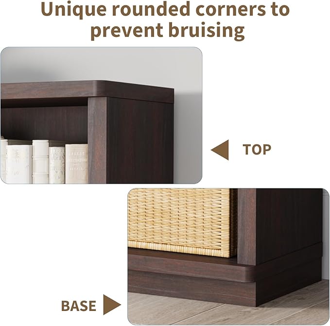 Rresyet 3 -Tier Bookcase and Book Shelf, 31” Wide Bookshelves, Wooden Bookcase Display Storage for Home Office, Living Room and Study Room (Cherry)