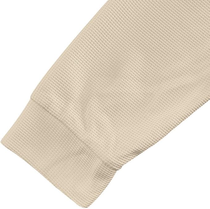 Men's Warm Waffle Top - 1/4 Button Round Neck Solid Color Casual Sweatshirt for Daily Vacation Wear
