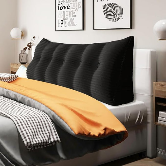 11 lbs Thickened Headboard Pillow Wedge Pillow Headboard Reading Pillow Bed for Comfortable Backrest Reading Triangular Pillow with Side Pocket Backrest Pillows for Sitting in Bed Queen
