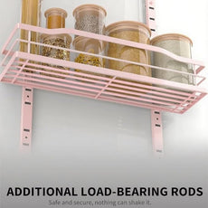 Moforoco Pink 9-Tier Over The Door Pantry Organizer, Pantry Organization and Storage, Black Hanging Basket Wall Spice Rack Seasoning Shelves