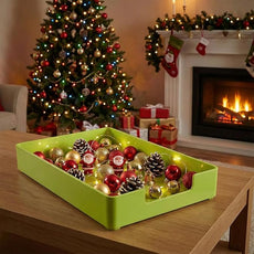 Letter-Size Tray, 2 PCS A4 Plastic Stackable Paper Tray, Desk Drawer Organizer for Office, School, Home Storage, and Storage Containers for Christmas Ornaments, Gift Wrap (2X Green)