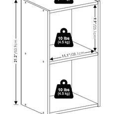 Furinno PASIR Book Shelf, 2-Tier Modern Bookshelf, Open Shelves Bookcase 9 x 12 x 21, for Living Room, Bedroom, Home Office, Pink/White