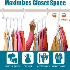 Wonder Hanger Max 10-Pack Space Saving Hangers, Reinforced Hooks Swivels 360°, Cascading Hanger, College Dorms & Storage Closet Organizer, Fully Assembled – White
