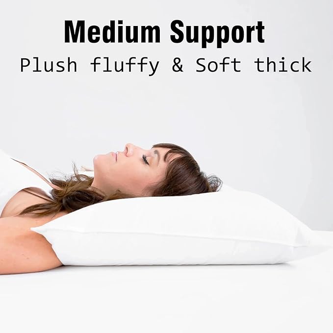 Bed Pillows Standard Size Set of 4 Medium Support Pillow for Stomach Side Back Sleeper Basic Soft Down Alternative White 20x26 inches
