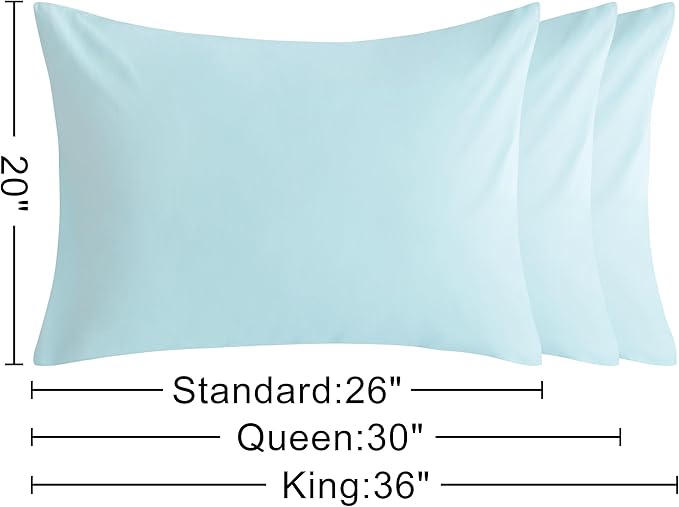NTBAY Queen Cotton Pillowcases - Envelope Closure 20x30 Pillowcases Set of 2, Breathable and Soft Bed Pillow Cases, Aqua