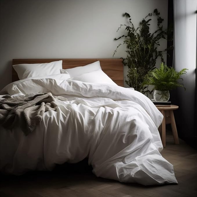 HeimenAogo 600TC Egyptian Cotton Duvet Cover California King Size Sateen Weave, Silky Soft and Breathable Bedding Set with Zipper Closure, Long Staple Cotton Bed Linen Pure White 3Pcs (104"×98")
