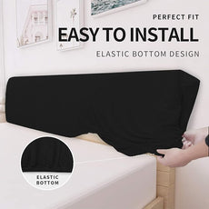 Easy-Going Stretch Bed Headboard Cover,Small Square Jacquard Headboard Slipcover, Dustproof Bed Head Cover for Bedroom (King,Black)