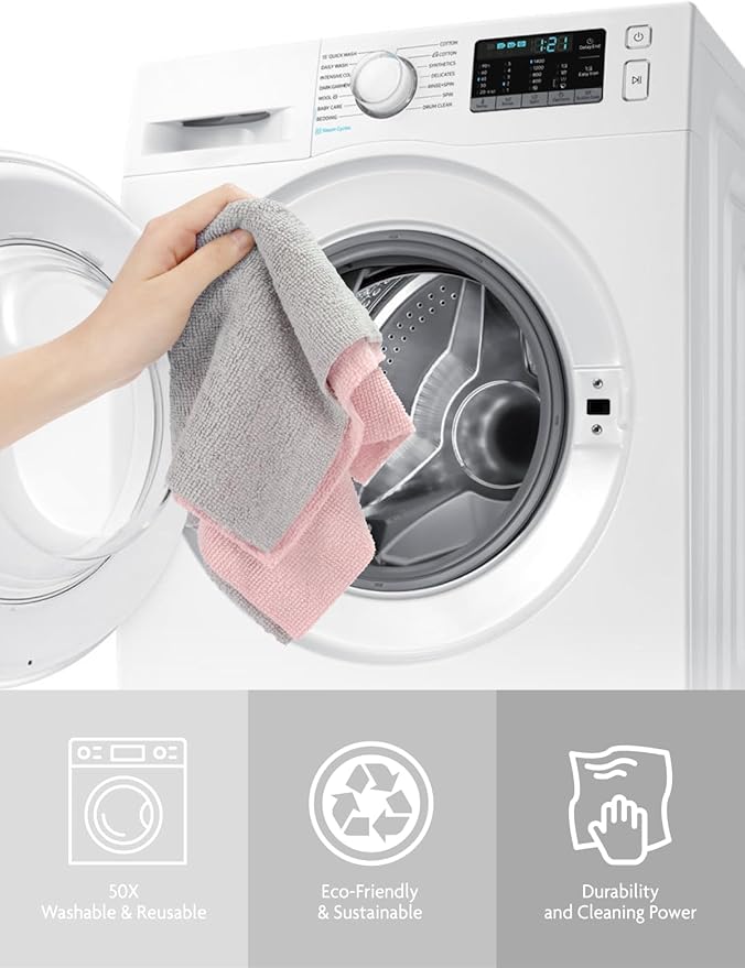 Fantasticlean Microfiber Cleaning Cloth Roll -150 Pack, Tear Away Microfiber Towels, 12" x 12", Reusable, Washable, Ultra Absorbent Dishcloth for All-Around Cleaning Supplies (2 Rolls of Grey)