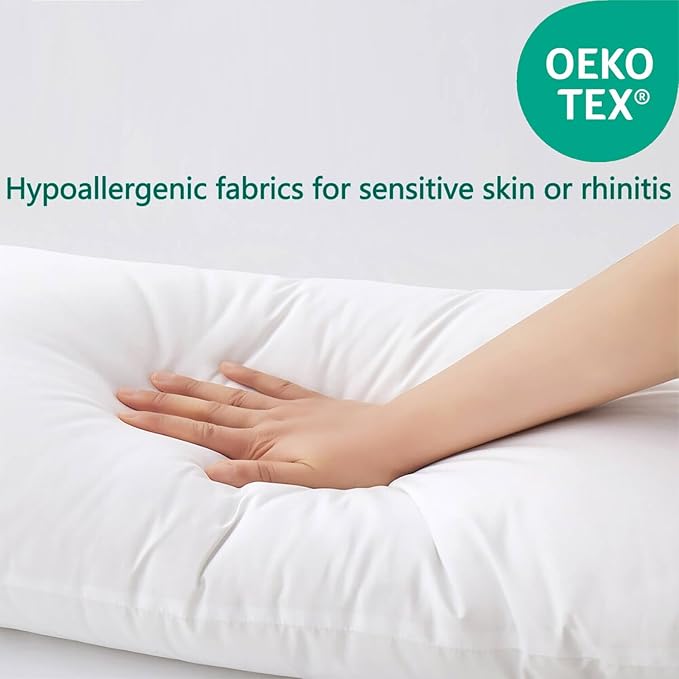 Flat Ultra Thin Bed Pillows Standard Size Pillow Set of 2 Extra Soft Down Alternative for Stomach Side Back Sleeper White 20x26inches
