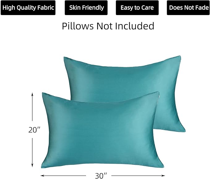 Cotton Pillow Protectors/Cover Queen Size with Zipper 2 Pack Teal Blue Pillow Cases Cooling & Breathable Bed Pillow Protectors Set of 2 Pillow Cases Cover (20" x 30")