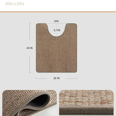 PADOOR Braided Toilet Rugs U Shaped, Non Slip Toilet Mats for Bathroom Floor Machine Washable Super Absorbent Contour Bath Rugs for Toilet Mat Quick Dry U Shaped Toilet Rug, 20''x24'' Brown