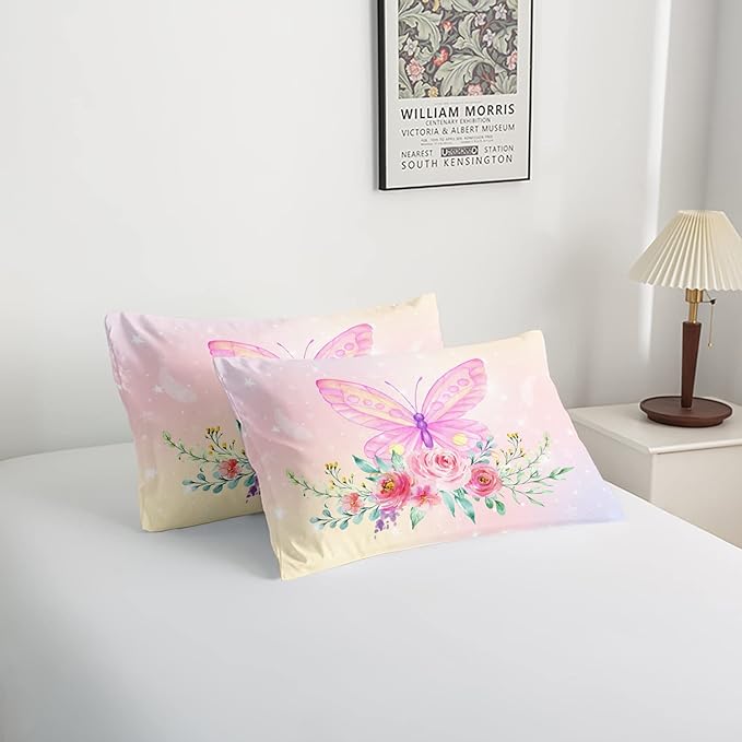 CVHOUSE Butterfly Comforter Set,Luxurious Blue Butterfly Bedding Set for Kids Teens,Blue Butterflies Comforter Butterflies Duvet Set Room Decor Quilt Set Queen Size