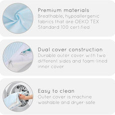 pillosophy Original Memory Foam Pillow • Adjustable Height • Premium Shredded Memory Foam Fill • for Back, Side, Stomach Sleepers (Queen Size, 1-Pack)