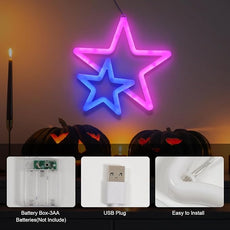 BRIGHTDECK Star Neon Signs, Pink Neon Lights for Wall Decor, Battery Operated or USB Powered Decorations Lights, LED Wall Décor for Birthday Gift, Wedding, Party, Home Decor