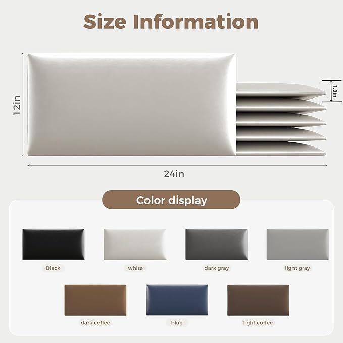 Purple Faux Leather Headboard for Queen Bed - 6-Panel Peel & Stick Wall-Mount or Freestanding Design, 24x12-Inch Upholstered Panels