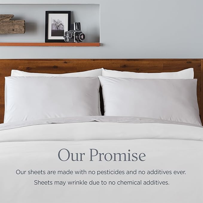 Ella Jayne Cotton Percale Sheets California King (4 Pieces) Permium 100% Cotton Percale TC300, Hotel Luxury Collection, Deep Pockets and Cooling California King Percale Sheets (Light Grey)