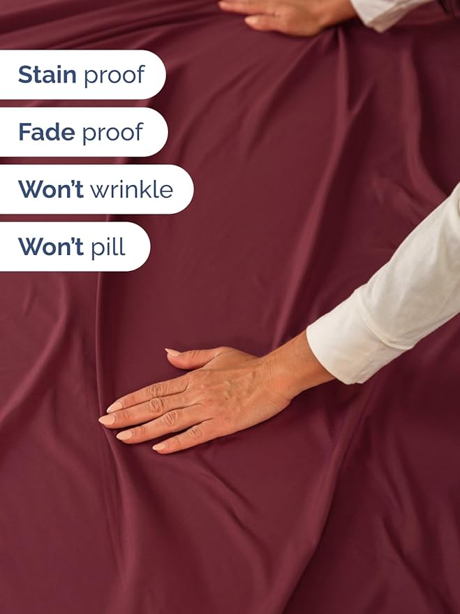 Extra Deep Pocket Cal King Sheets - 4 Piece Breathable & Cooling Bed Sheets - Hotel Luxury Bed Sheet Set - Soft, Wrinkle Free & Comfy - Easily Fits Extra Deep Mattresses - Deep Pocket Burgundy Sheets