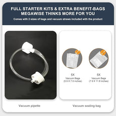 MEGAWISE Model B 2025 Vacuum Sealer | Powerful & Compact | One-Touch Automatic Food Sealer for Cold, Wet, Moist, and Dry Foods | Compatible with Thick, Medium, and Thin Bags | OMNI MACHINE (Black)