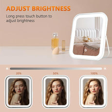 Rechargeable Vanity Mirror with Lights,8x10 Inch 3 Color Lighting Portable Makeup Mirror with Touch Screen Adjustable LED Lights,Desk Mirror for Travel, Home