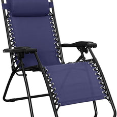 Amazon Basics Outdoor Patio Zero Gravity Lounge Chair with Pillow, Folding Reclining and Textilene Adjustable, Folding Lounge Lawn Chairs for Outside, 26