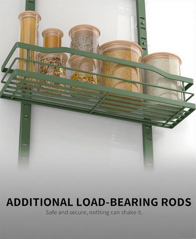 Moforoco Sage Green 9-Tier Over The Door Pantry Organizer, Pantry Organization and Storage, Black Hanging Basket Wall Spice Rack Seasoning Shelves