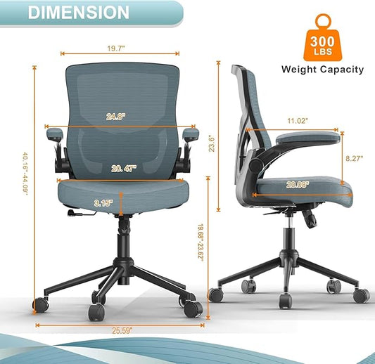 Office Chair, High Back Desk Chair Adjustable Height and Ergonomic Design Home Office Computer Chair Executive Lumbar Support Padded Flip-up Armrest