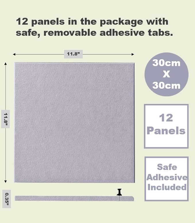 Felt Wall Tiles | Large Cork Board Alternative | Aesthetic Felt Bulletin Board for Office, Home & Classroom | Large Cork Boards for Walls Pinboard (12-Pack) | Purple
